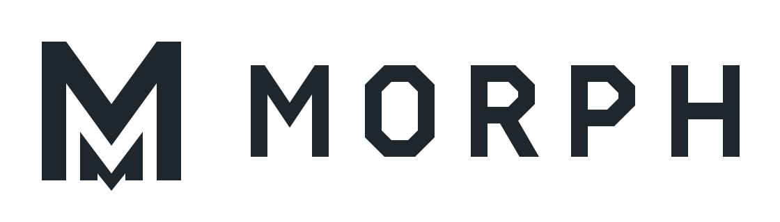 Das Wort „MORPH“ in einer dunklen, geometrischen serifenlosen Schrift, vorangestellt ein stilisiertes „M“-Logo.